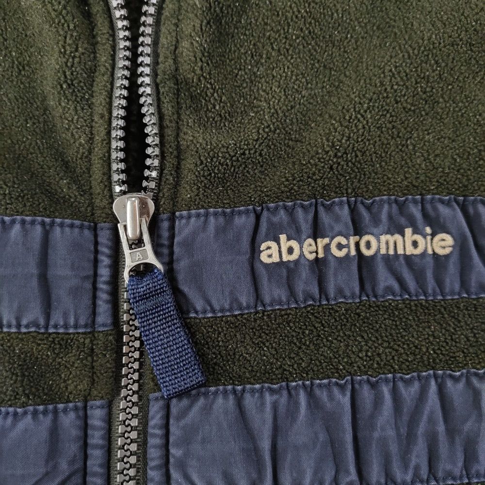 Vtg Abercrombie & Fitch Fleece Vest Mens XL Olive Green Full Zip Spellout - Picture 9 of 16